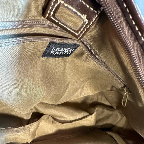 Franco Sarto Hobo Leather Fabric Floral Flower Double Straps Shoulder Bag Purse - Picture 7 of 10